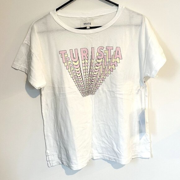 NWT MATE the Label White Organic Cotton "Turista" Max Boxy Crew Shirt - S - Picture 2 of 9